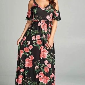 Floral Maxi Dress off the Shoulder